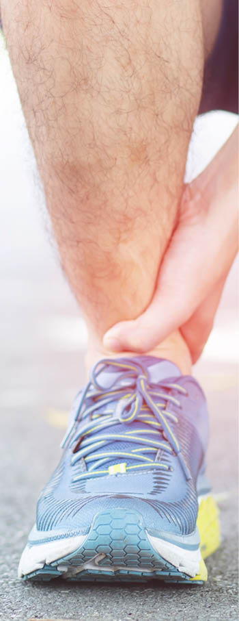 shaking hands with an ankle with movement pain