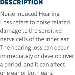 Description Noise Induced Hearing Loss refers to noise related damage to the sensitive nerve cells of the inner ear     