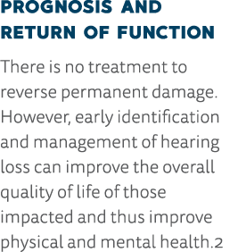 Prognosis and Return of Function There is no treatment to reverse permanent damage  However, early identification and   